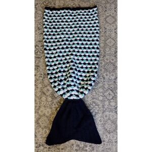 Personally Hand Crocheted Mermaid Tail for Child 35 in x 19 in Blue Aqua White